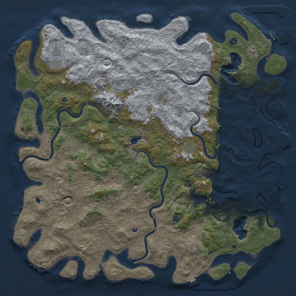 Rust Map: Procedural Map, Size: 6000, Seed: 1166032417, 17 Monuments
