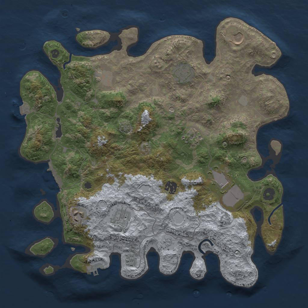 Rust Map: Procedural Map, Size: 3750, Seed: 64825223, 17 Monuments