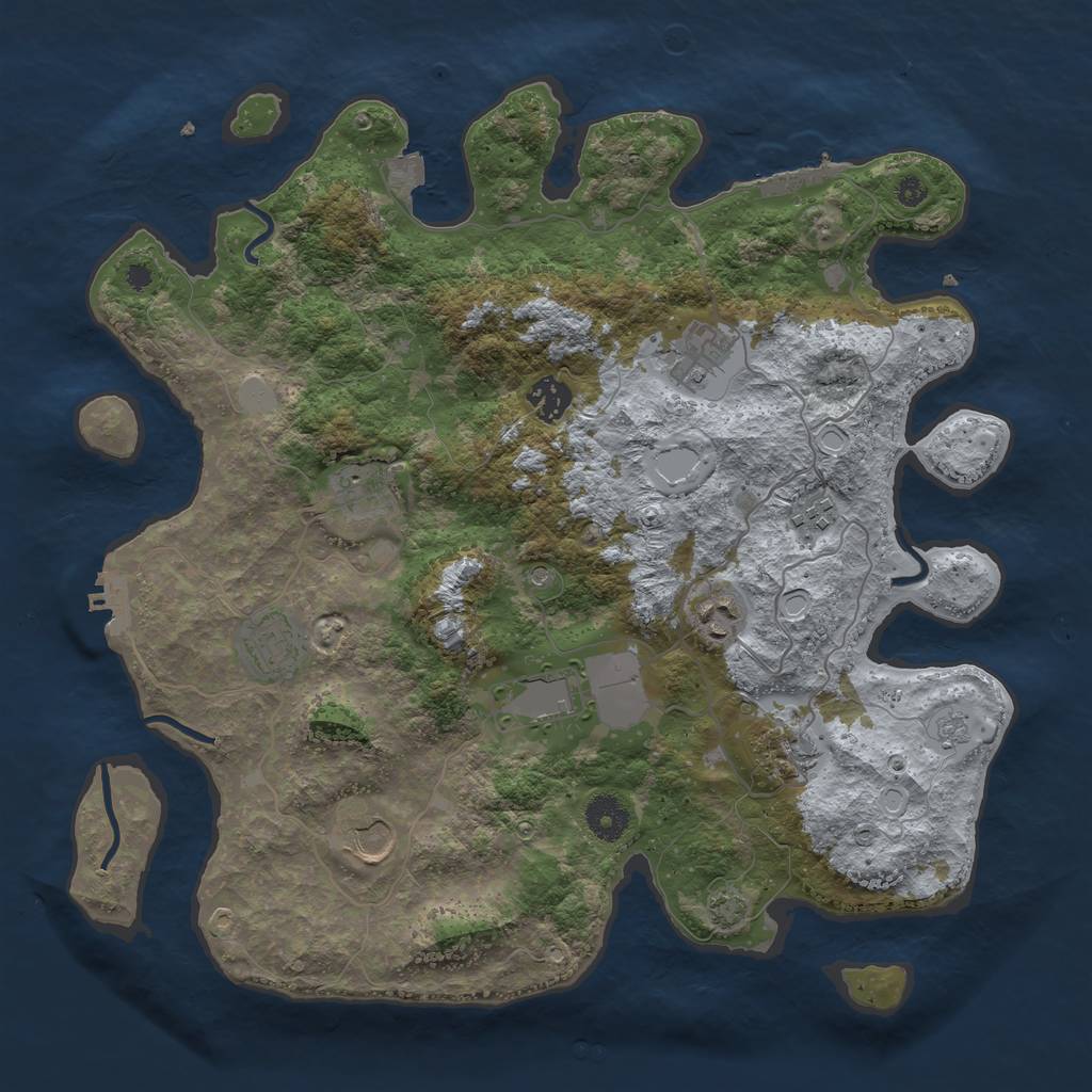 Rust Map: Procedural Map, Size: 3750, Seed: 64825, 17 Monuments
