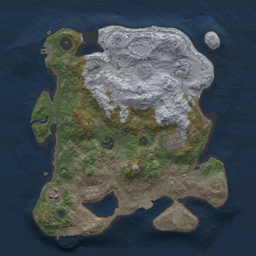 Rust Map: Procedural Map, Size: 3000, Seed: 839630860, 13 Monuments