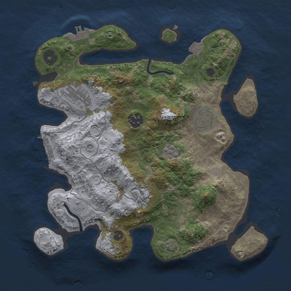 Rust Map: Procedural Map, Size: 3000, Seed: 16322, 13 Monuments