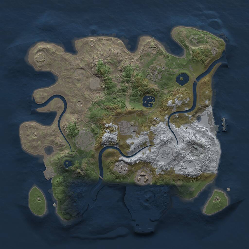 Rust Map: Procedural Map, Size: 3000, Seed: 24580, 12 Monuments