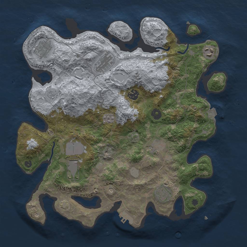 Rust Map: Procedural Map, Size: 3500, Seed: 1445368627, 15 Monuments