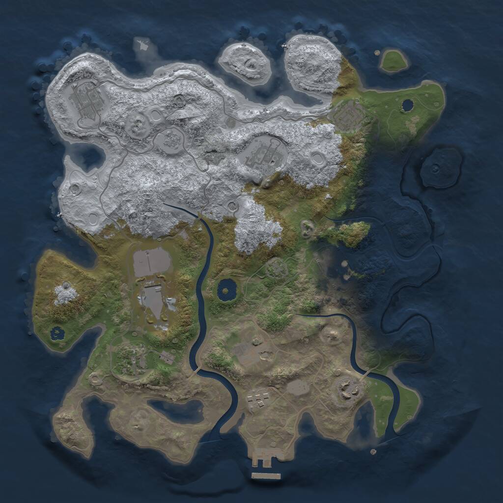 Rust Map: Procedural Map, Size: 3500, Seed: 1445368627, 14 Monuments