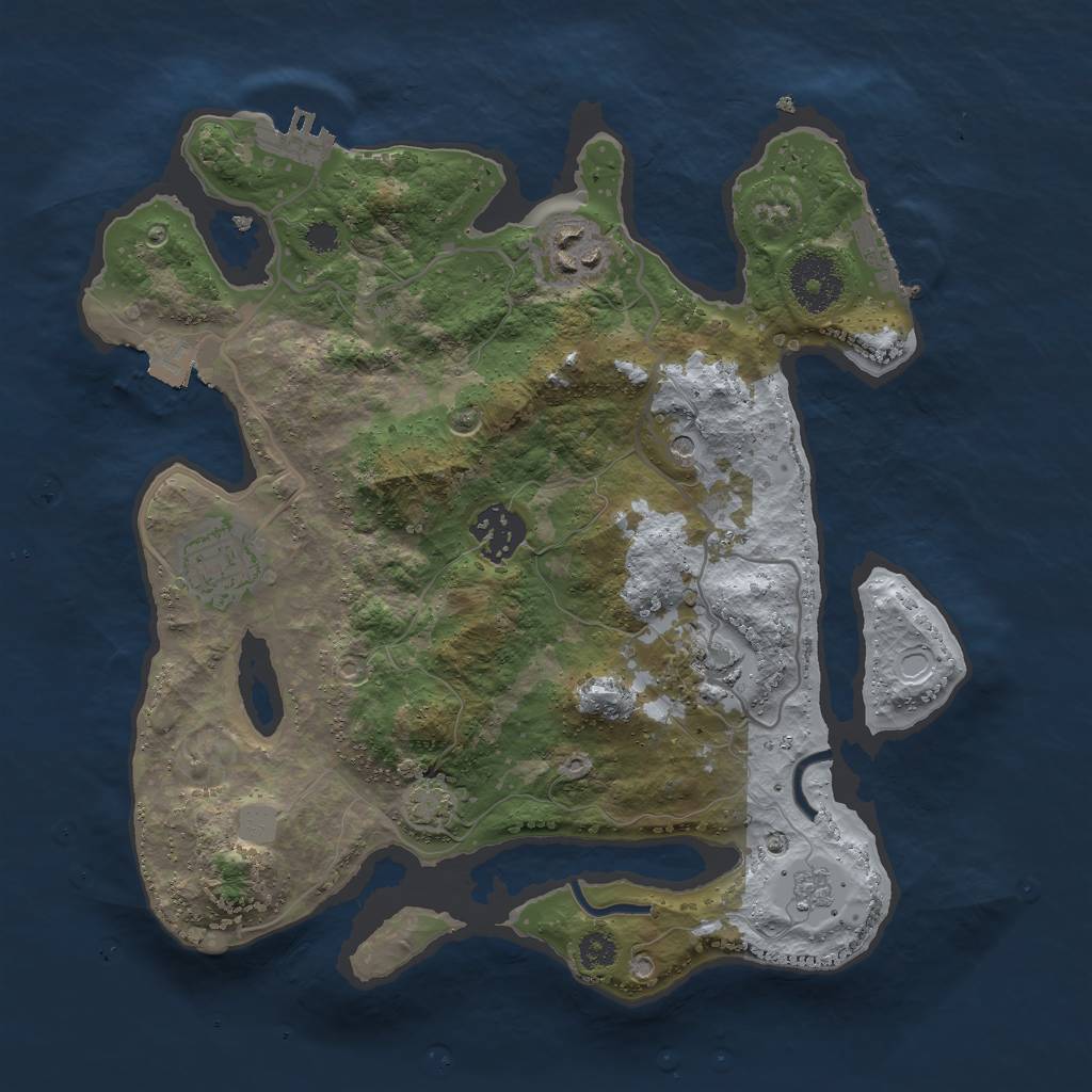 Rust Map: Procedural Map, Size: 3000, Seed: 7259, 12 Monuments