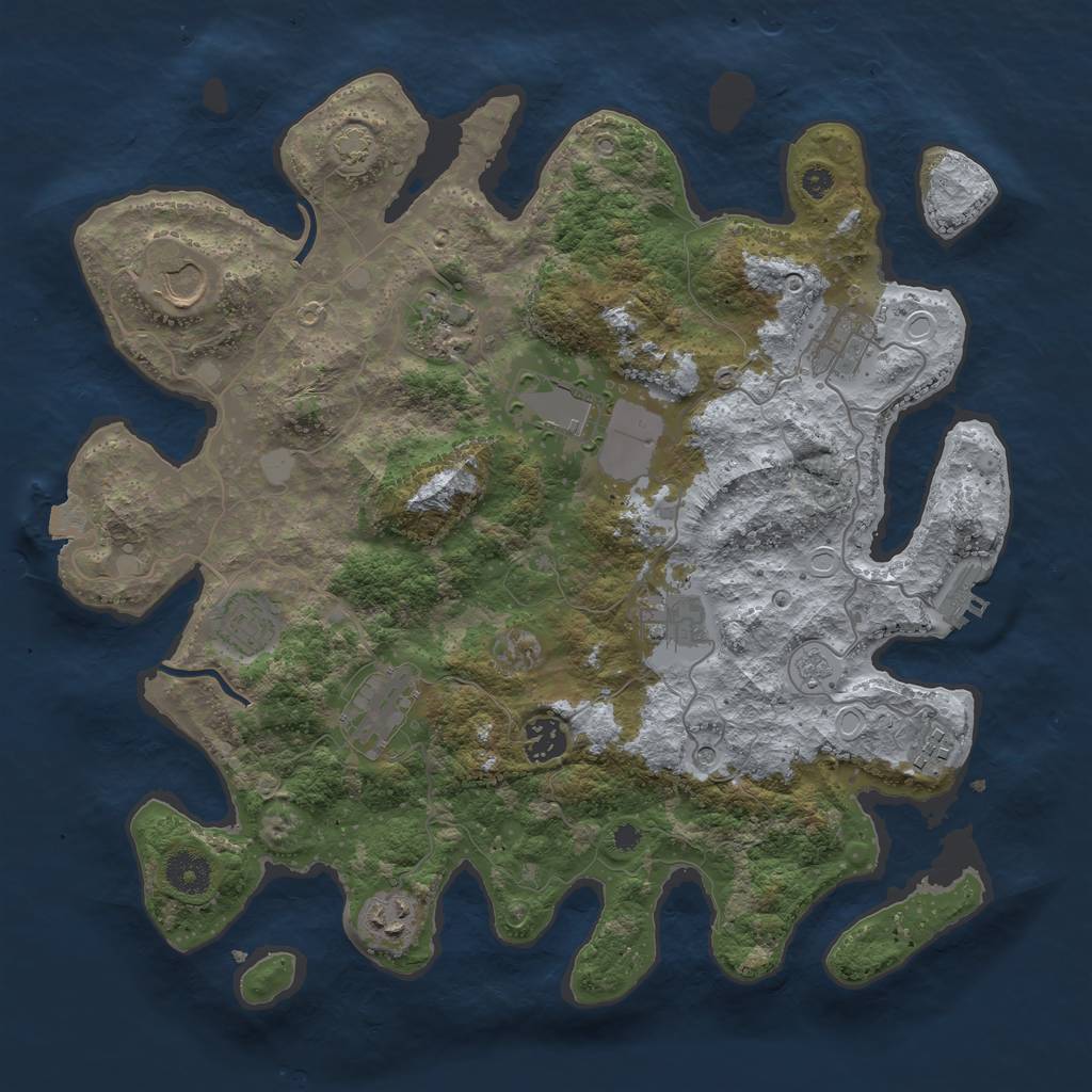 Rust Map: Procedural Map, Size: 3700, Seed: 539106, 17 Monuments