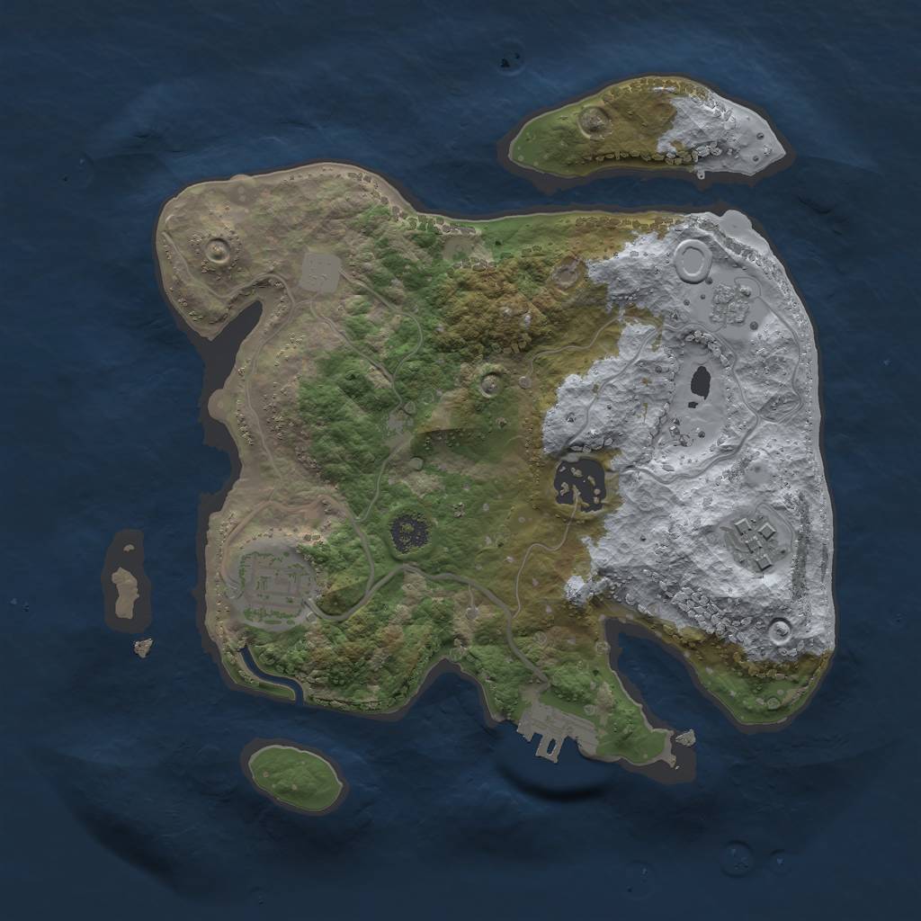 Rust Map: Procedural Map, Size: 2500, Seed: 1967882704, 8 Monuments
