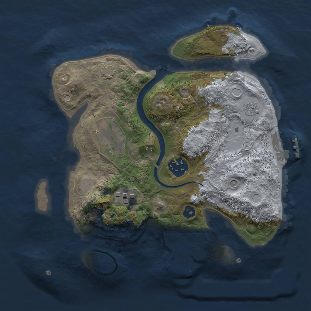 Rust Map: Procedural Map, Size: 2500, Seed: 1967882704, 9 Monuments