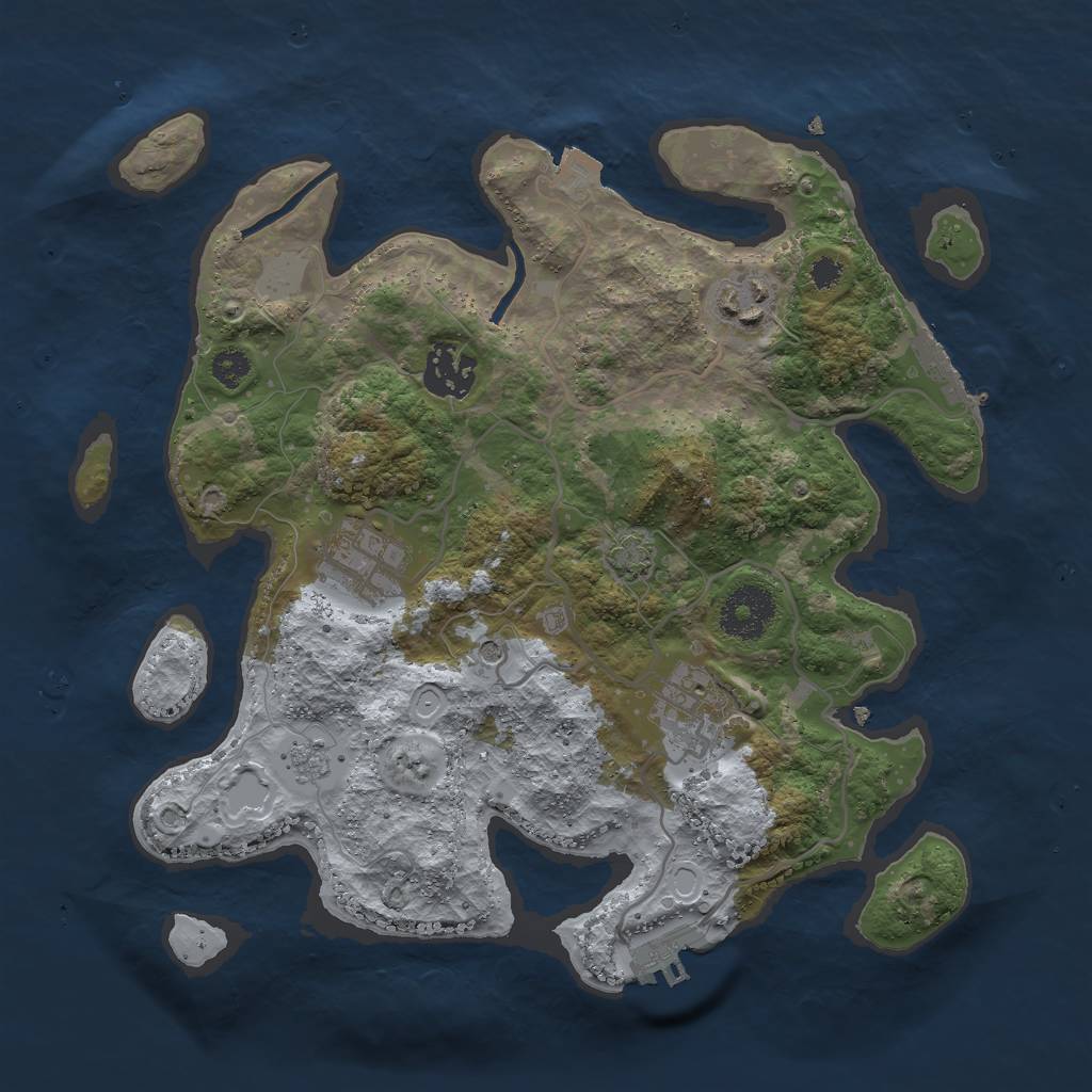 Rust Map: Procedural Map, Size: 3000, Seed: 19365, 12 Monuments