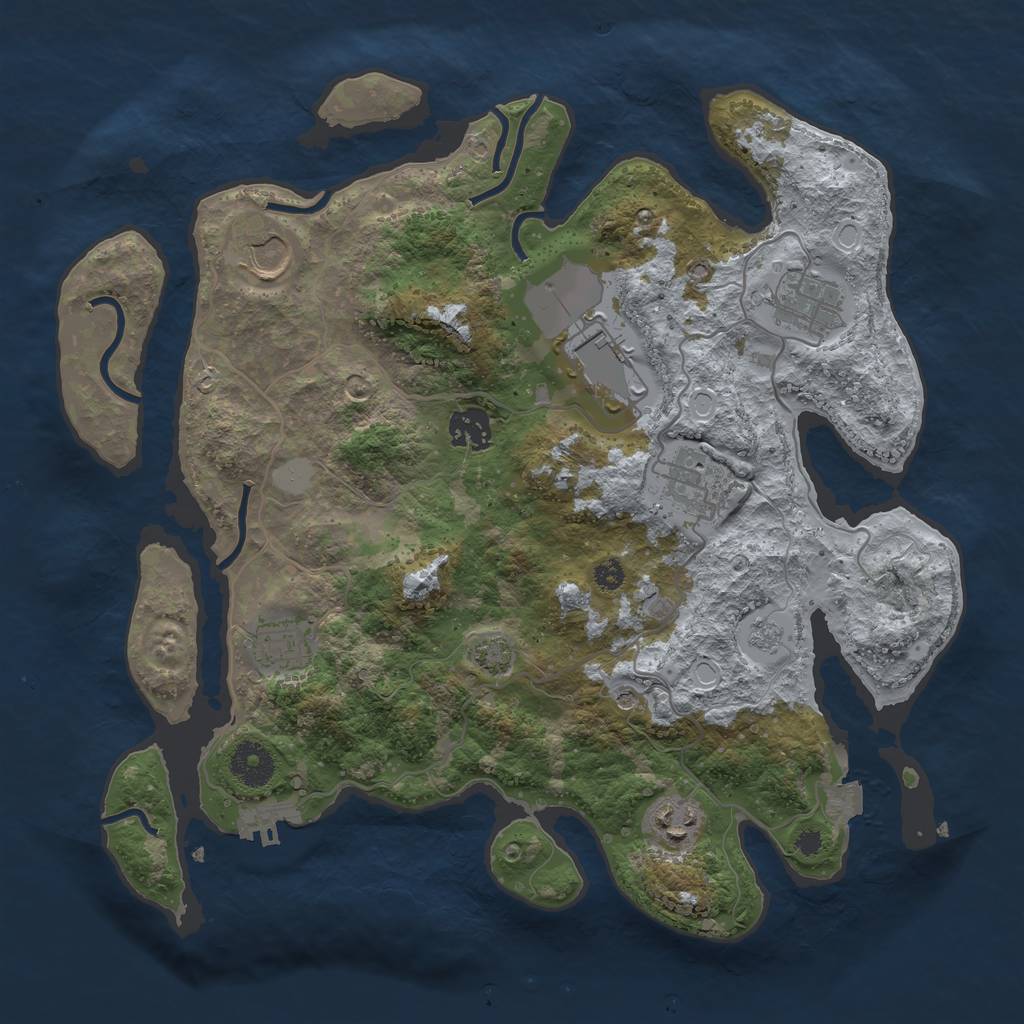 Rust Map: Procedural Map, Size: 3500, Seed: 160596, 14 Monuments