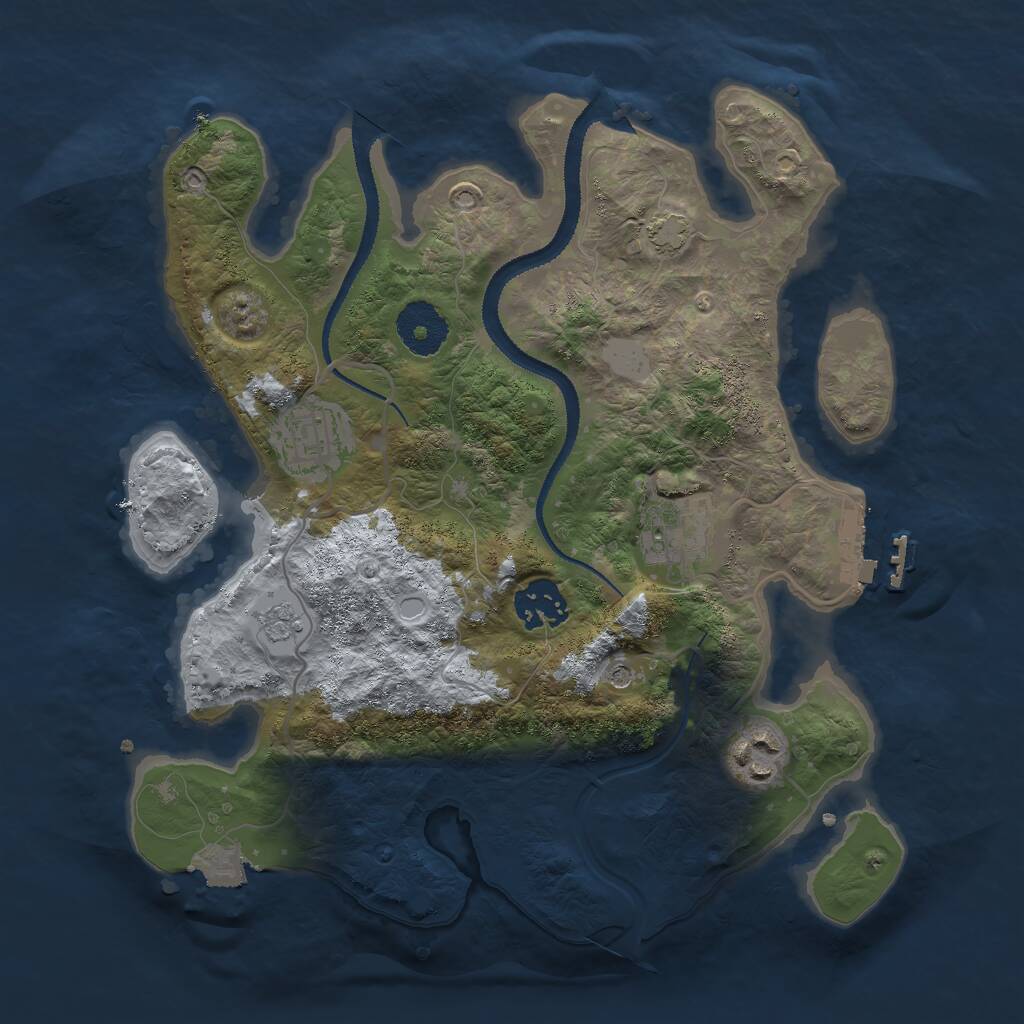Rust Map: Procedural Map, Size: 3000, Seed: 2628, 9 Monuments