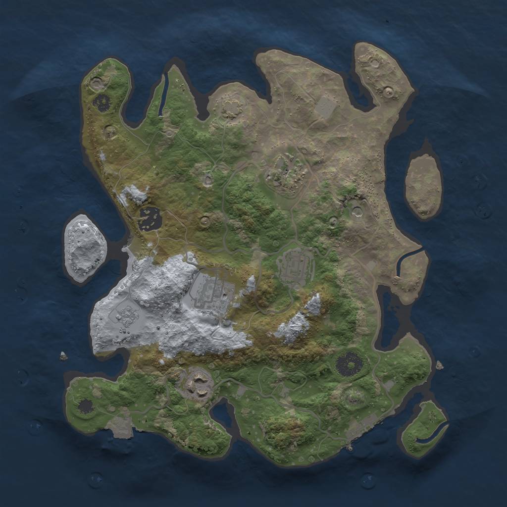 Rust Map: Procedural Map, Size: 3000, Seed: 2628, 12 Monuments