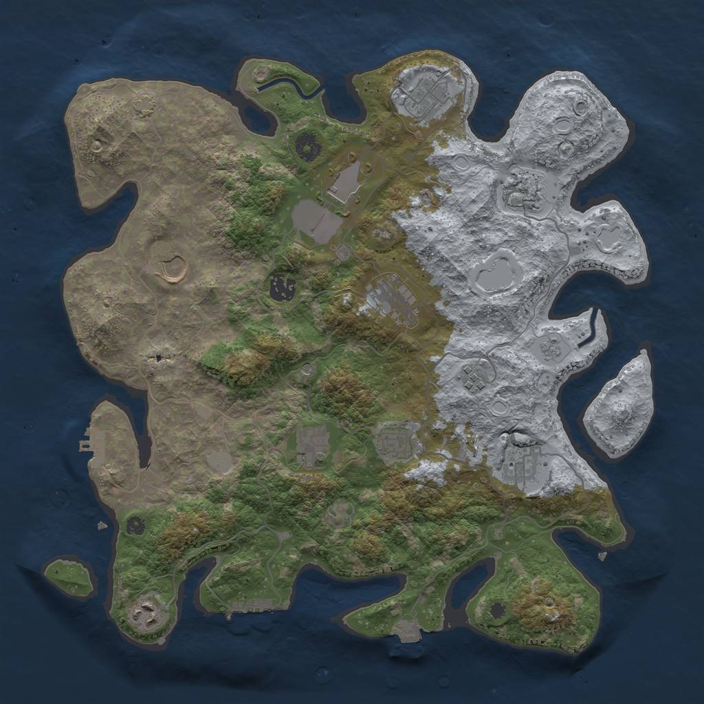 Rust Map: Procedural Map, Size: 3850, Seed: 51923392, 19 Monuments