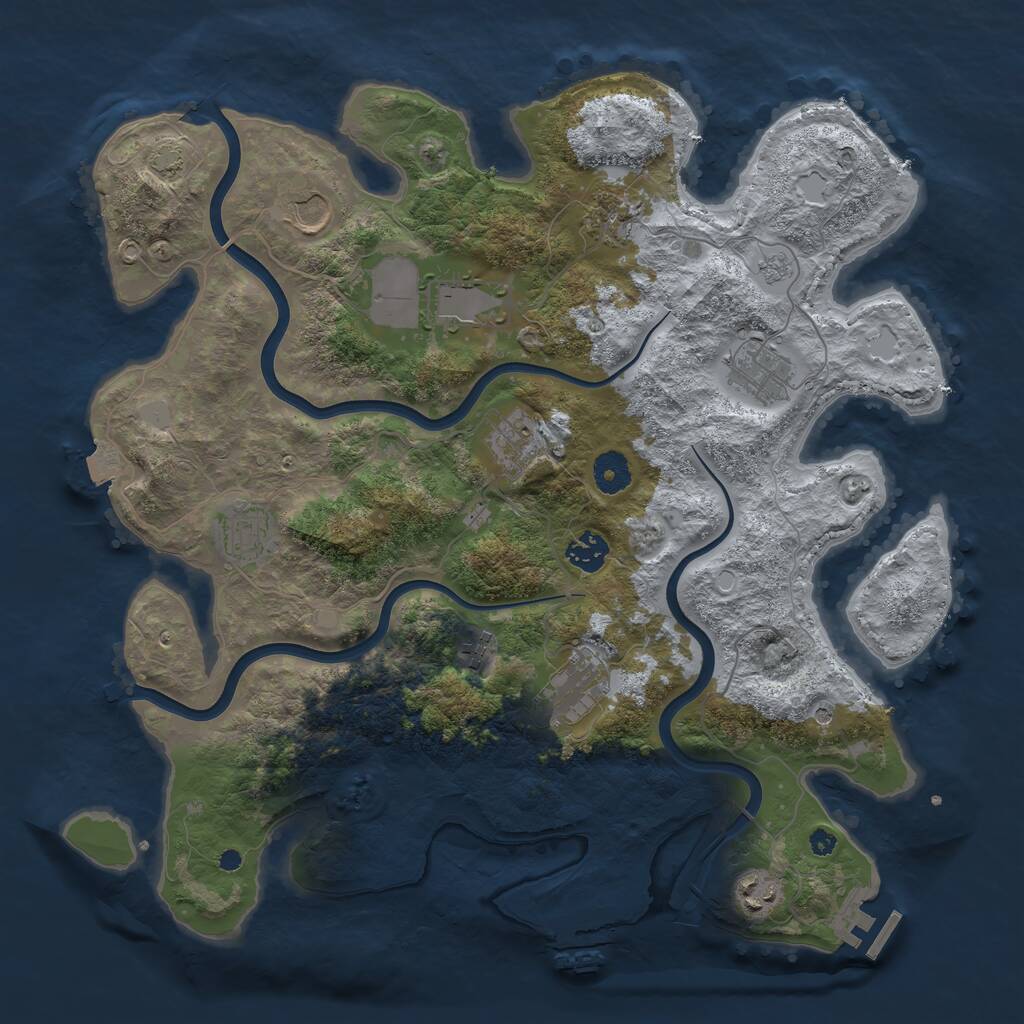 Rust Map: Procedural Map, Size: 3850, Seed: 51923392, 16 Monuments