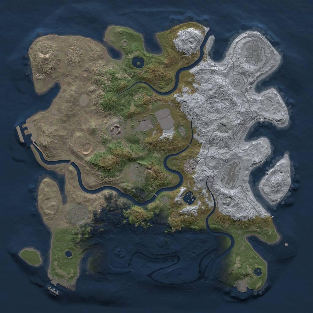 Rust Map: Procedural Map, Size: 3850, Seed: 51923392, 16 Monuments