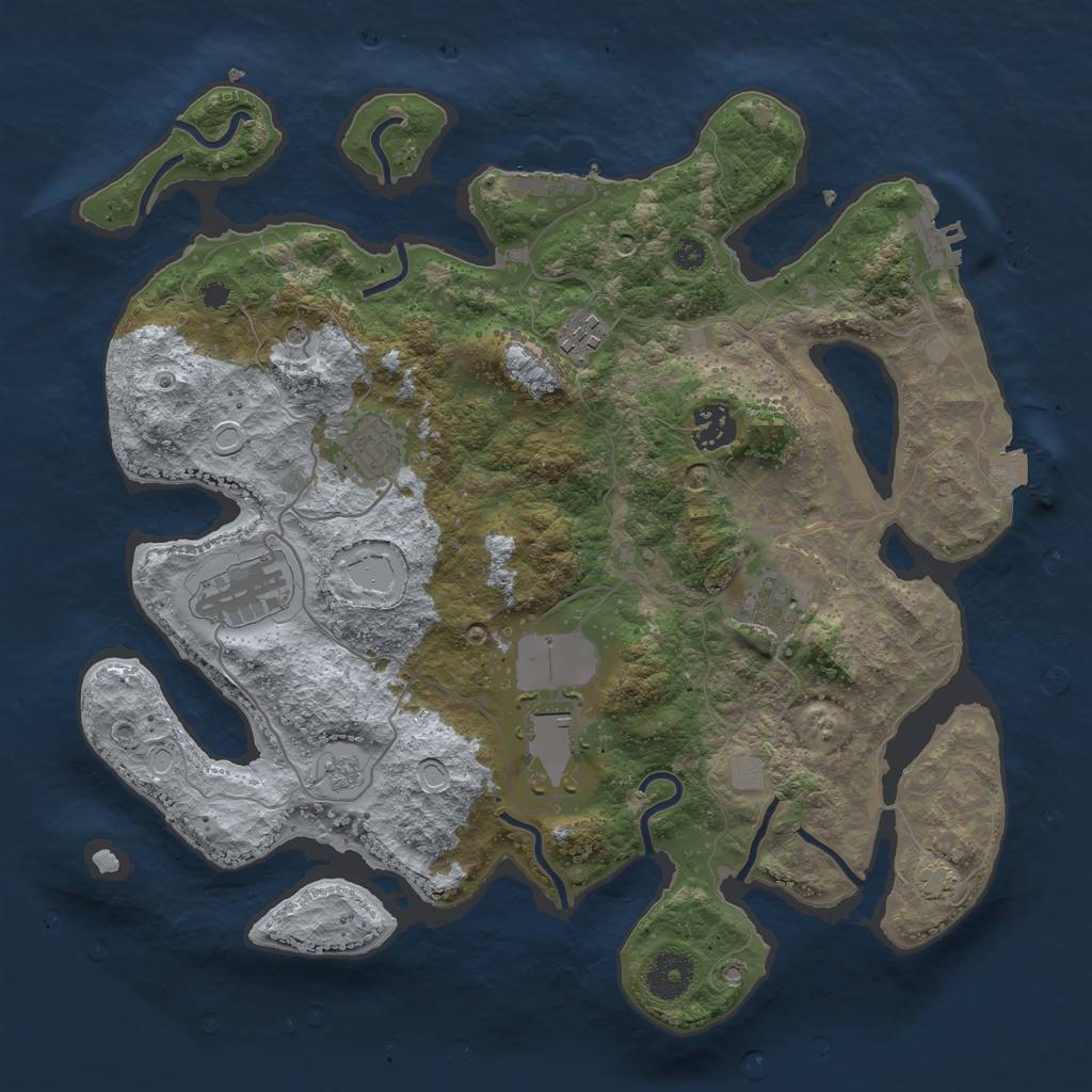 Rust Map: Procedural Map, Size: 3500, Seed: 1488345345, 14 Monuments