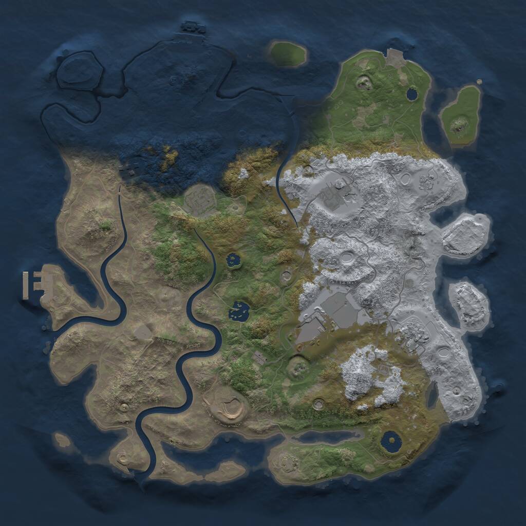 Rust Map: Procedural Map, Size: 3800, Seed: 18594228, 13 Monuments