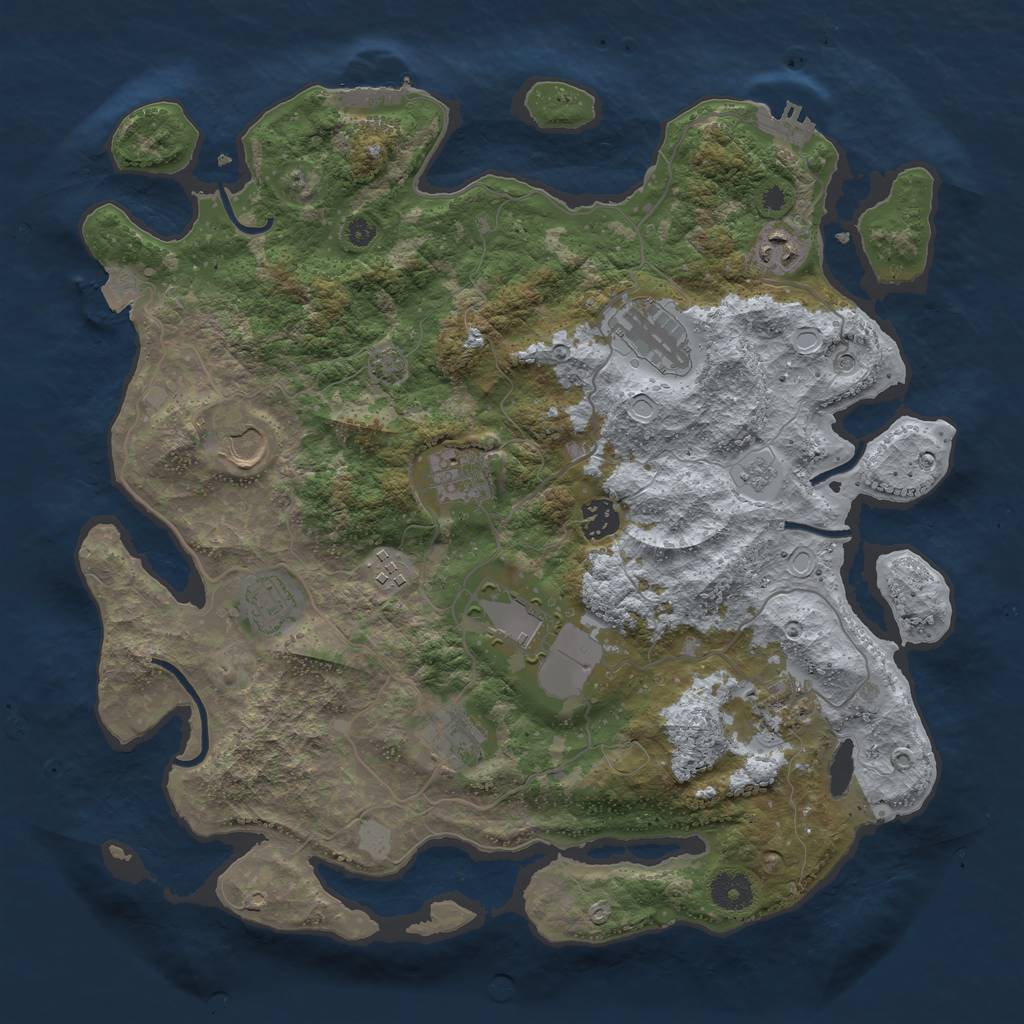 Rust Map: Procedural Map, Size: 3800, Seed: 18594228, 18 Monuments