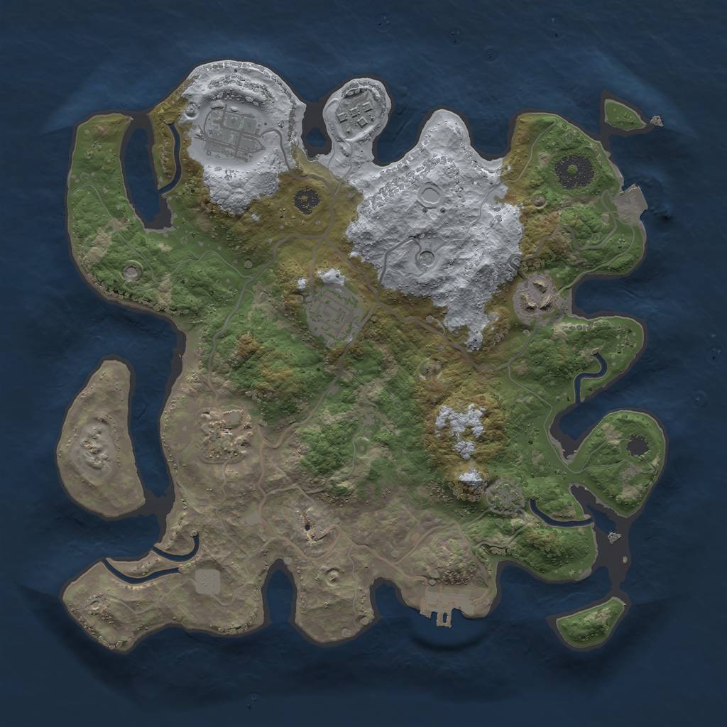 Rust Map: Procedural Map, Size: 3000, Seed: 24892, 11 Monuments