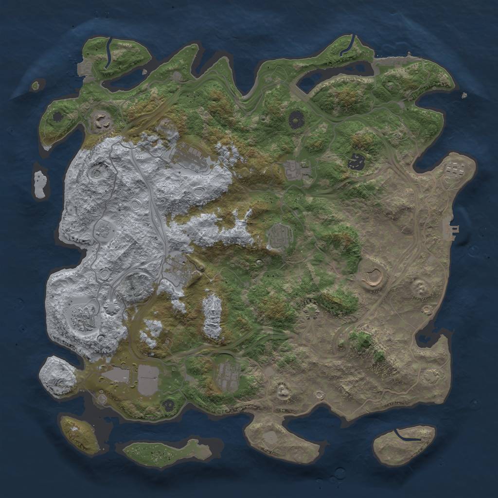 Rust Map: Procedural Map, Size: 4300, Seed: 1119042187, 19 Monuments