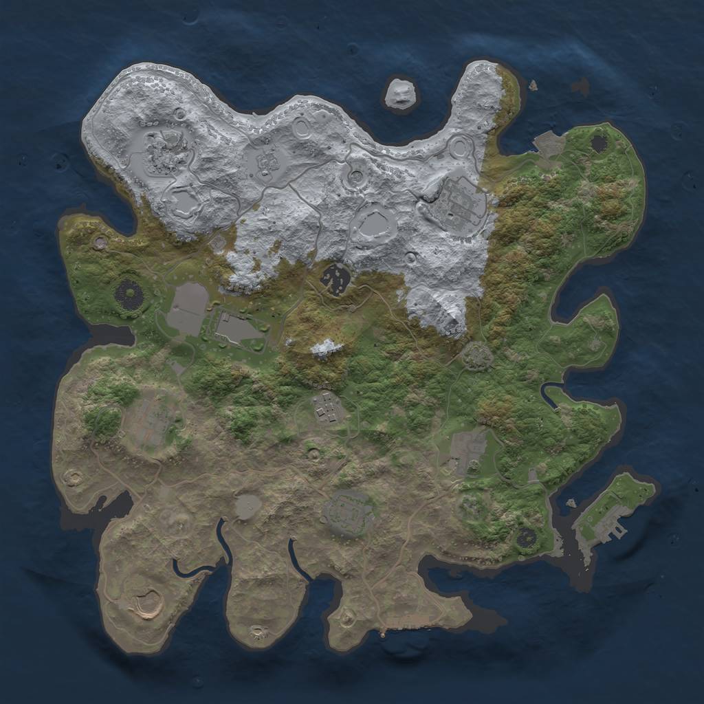 Rust Map: Procedural Map, Size: 3600, Seed: 46760794, 17 Monuments
