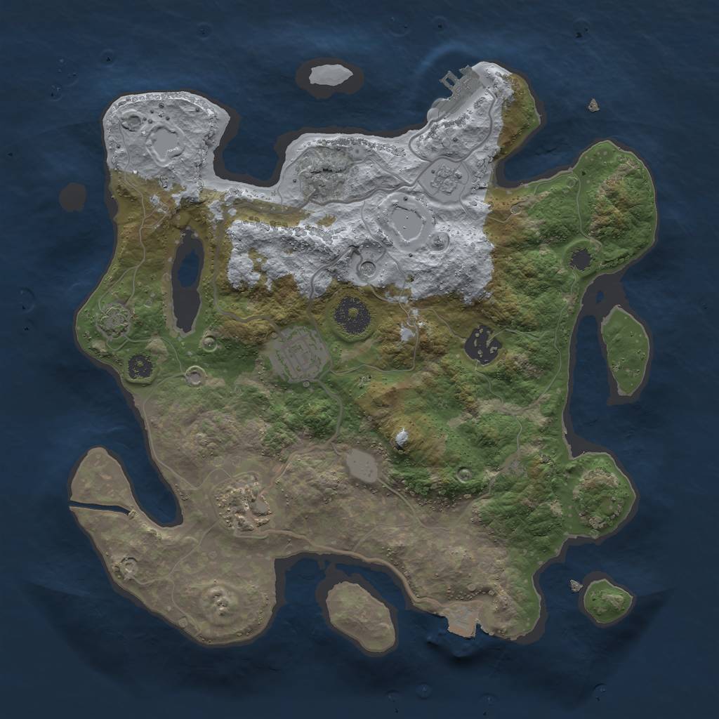 Rust Map: Procedural Map, Size: 3000, Seed: 614818998, 10 Monuments