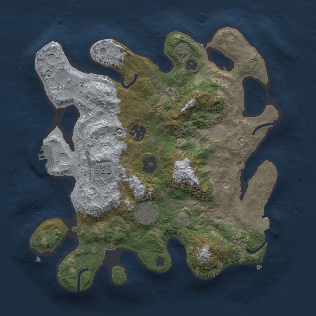 Rust Map: Procedural Map, Size: 3000, Seed: 16588, 10 Monuments
