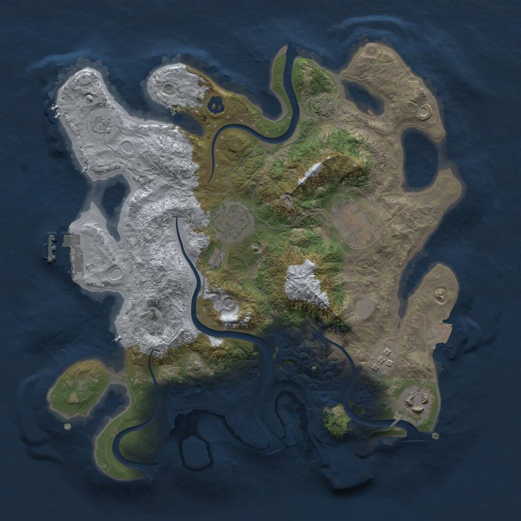 Rust Map: Procedural Map, Size: 3000, Seed: 16588, 10 Monuments