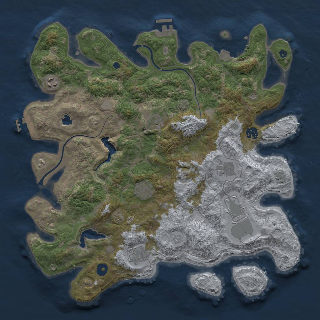 Rust Map: Procedural Map, Size: 4000, Seed: 502932585, 14 Monuments
