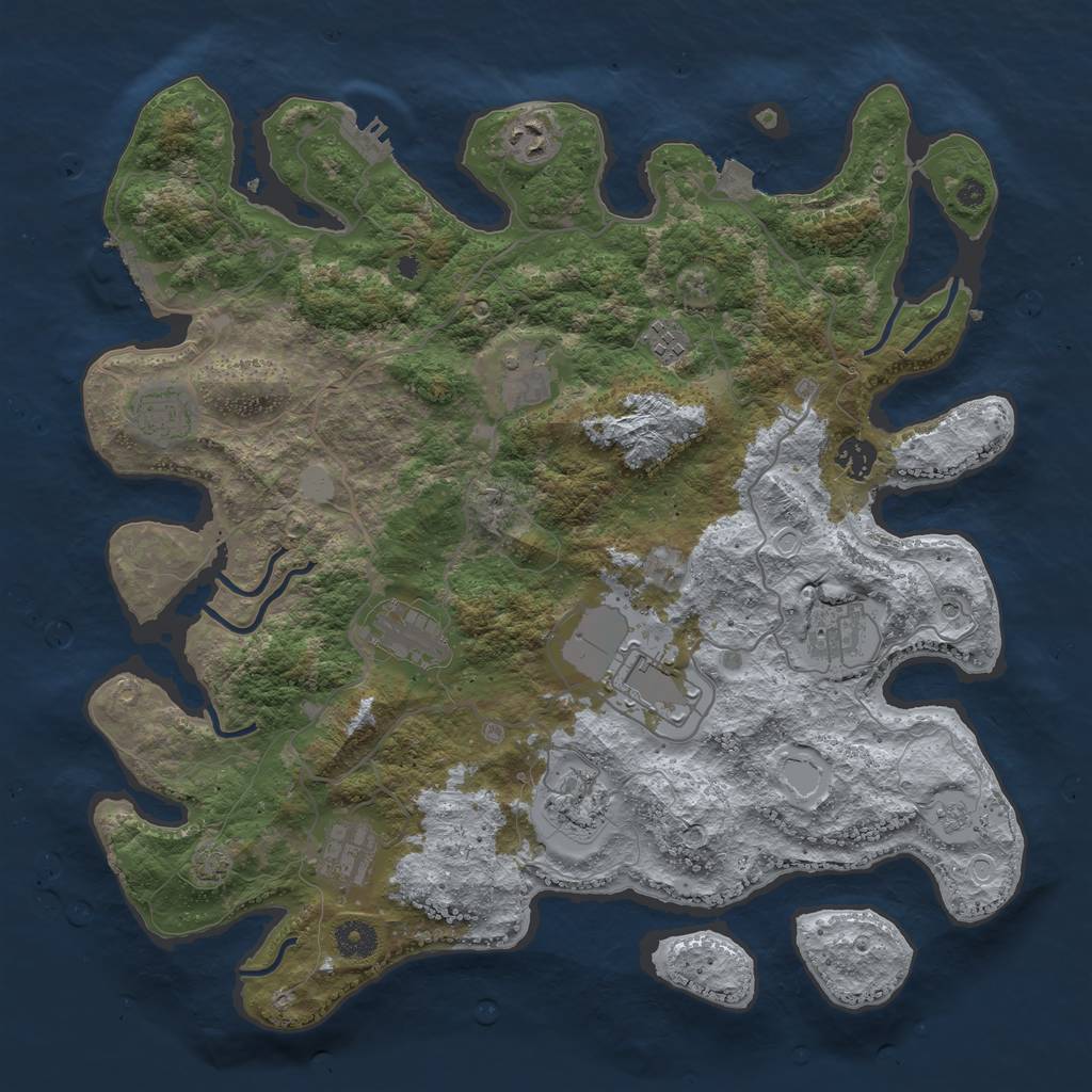 Rust Map: Procedural Map, Size: 4000, Seed: 502932585, 18 Monuments