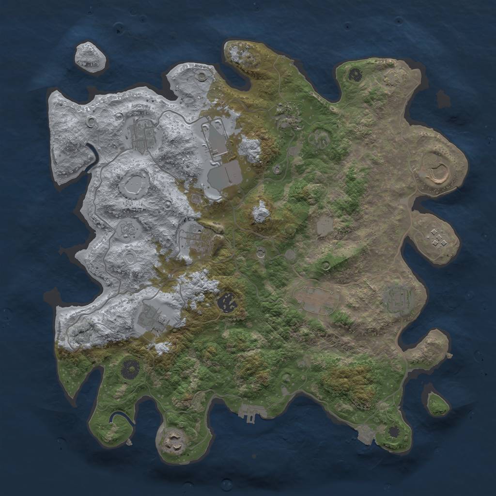 Rust Map: Procedural Map, Size: 3800, Seed: 62400571, 18 Monuments