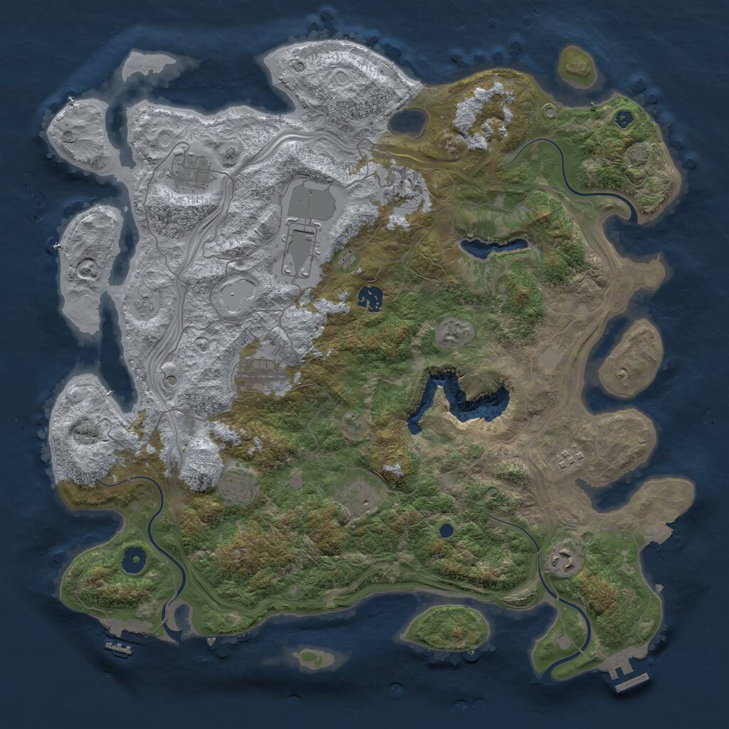Rust Map: Procedural Map, Size: 4250, Seed: 882416477, 15 Monuments