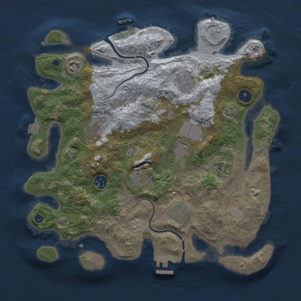 Rust Map: Procedural Map, Size: 3500, Seed: 1209862844, 14 Monuments