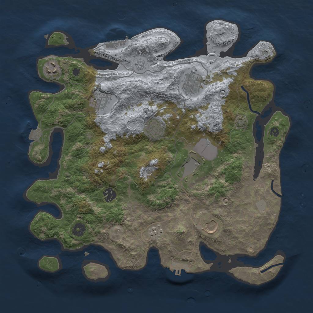 Rust Map: Procedural Map, Size: 3500, Seed: 1209862844, 16 Monuments