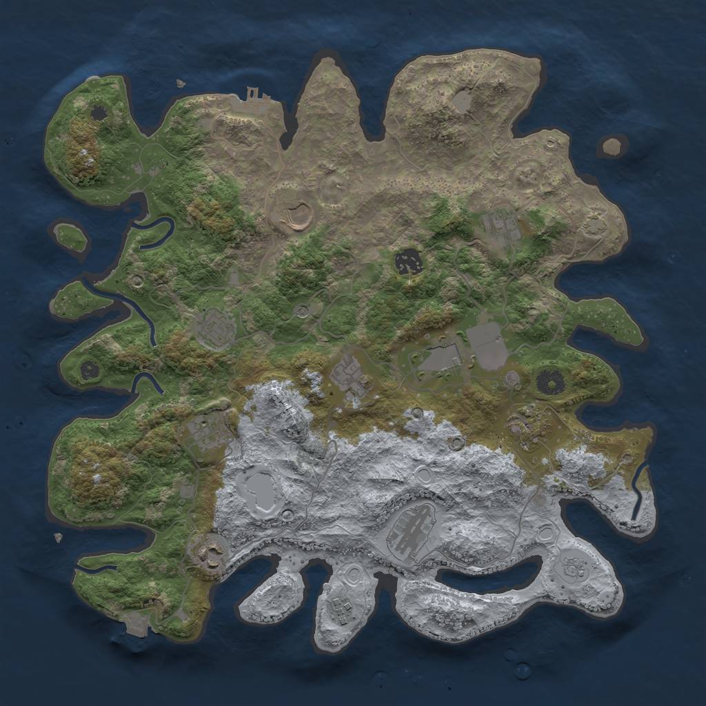Rust Map: Procedural Map, Size: 3850, Seed: 28768962, 18 Monuments