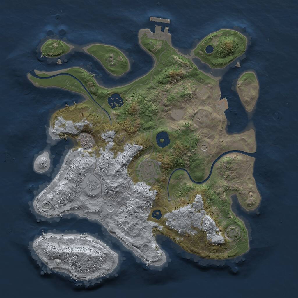 Rust Map: Procedural Map, Size: 3000, Seed: 24872, 8 Monuments