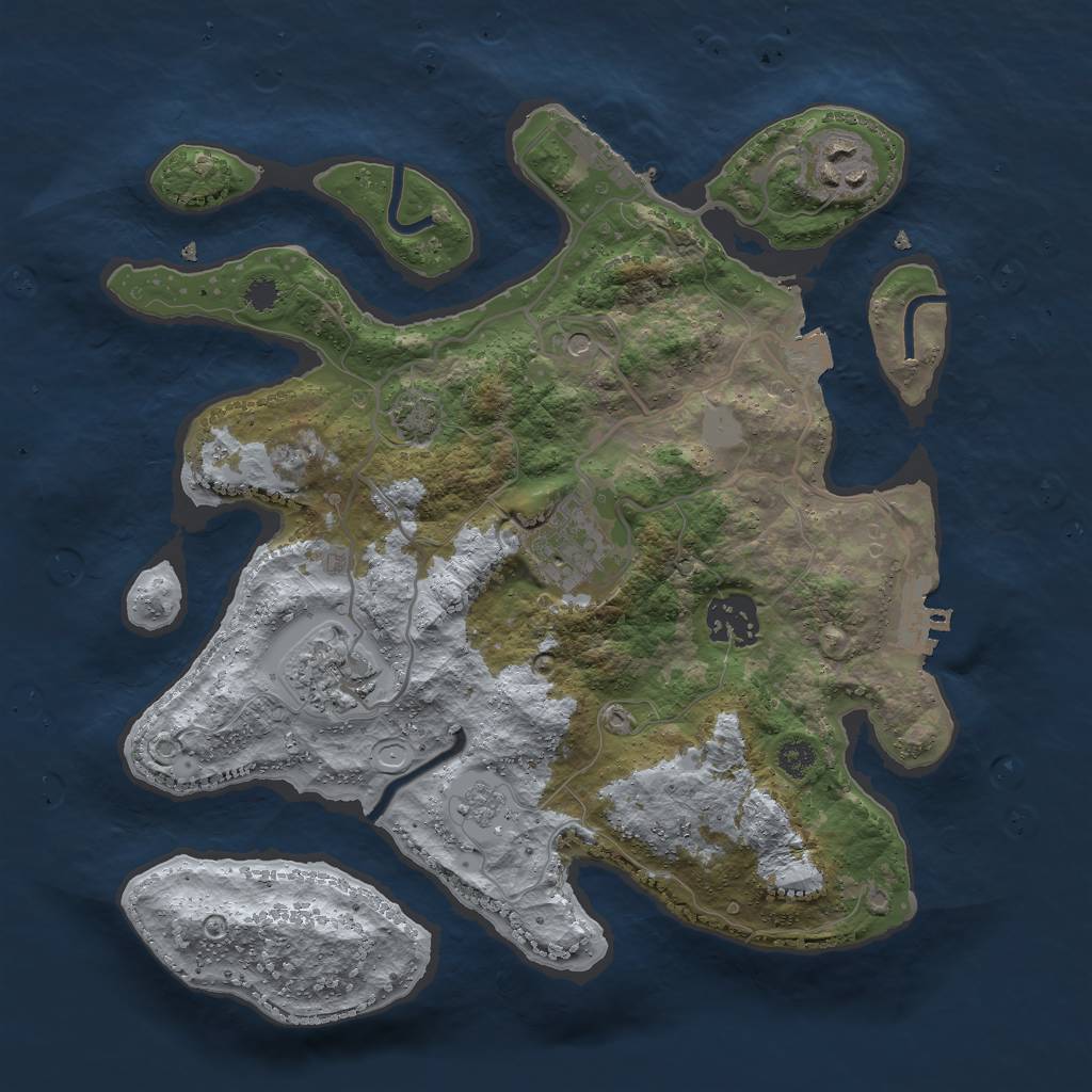 Rust Map: Procedural Map, Size: 3000, Seed: 24872, 12 Monuments