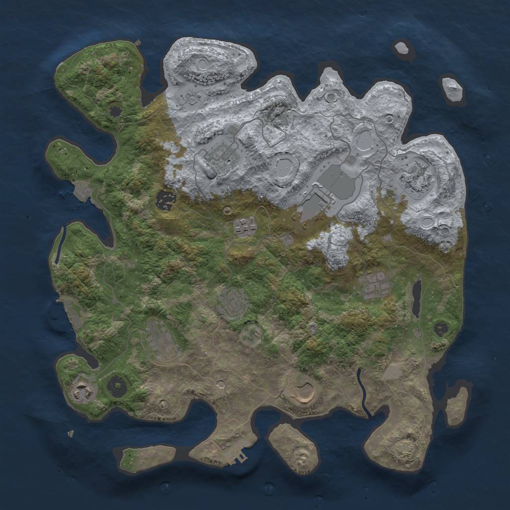 Rust Map: Procedural Map, Size: 3750, Seed: 759383586, 18 Monuments