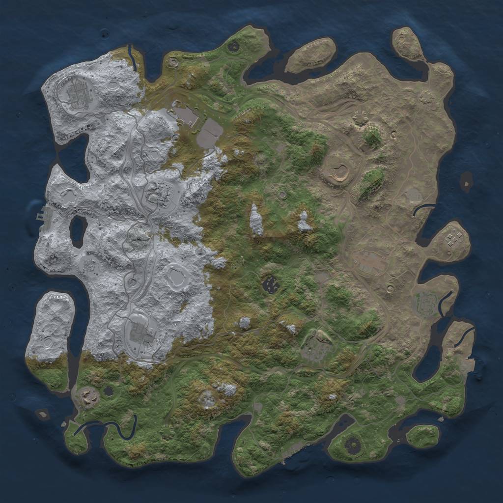 Rust Map: Procedural Map, Size: 4500, Seed: 2057986290, 19 Monuments