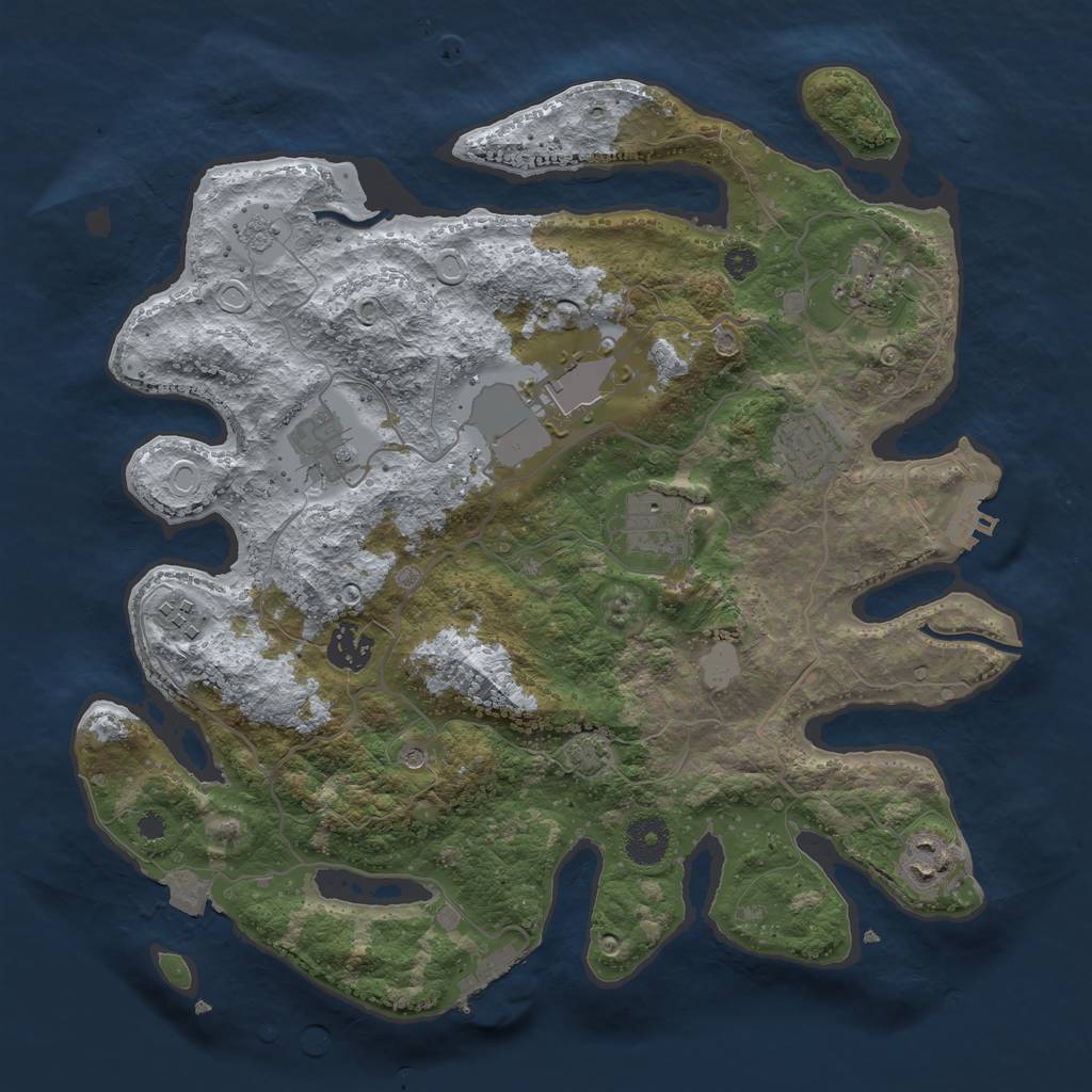 Rust Map: Procedural Map, Size: 3500, Seed: 957854, 16 Monuments