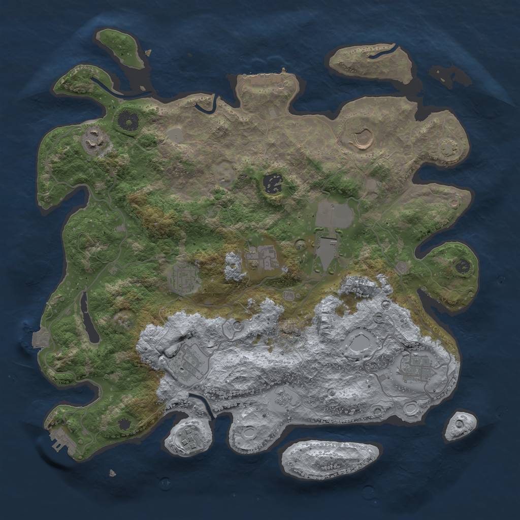 Rust Map: Procedural Map, Size: 3750, Seed: 1026064728, 17 Monuments