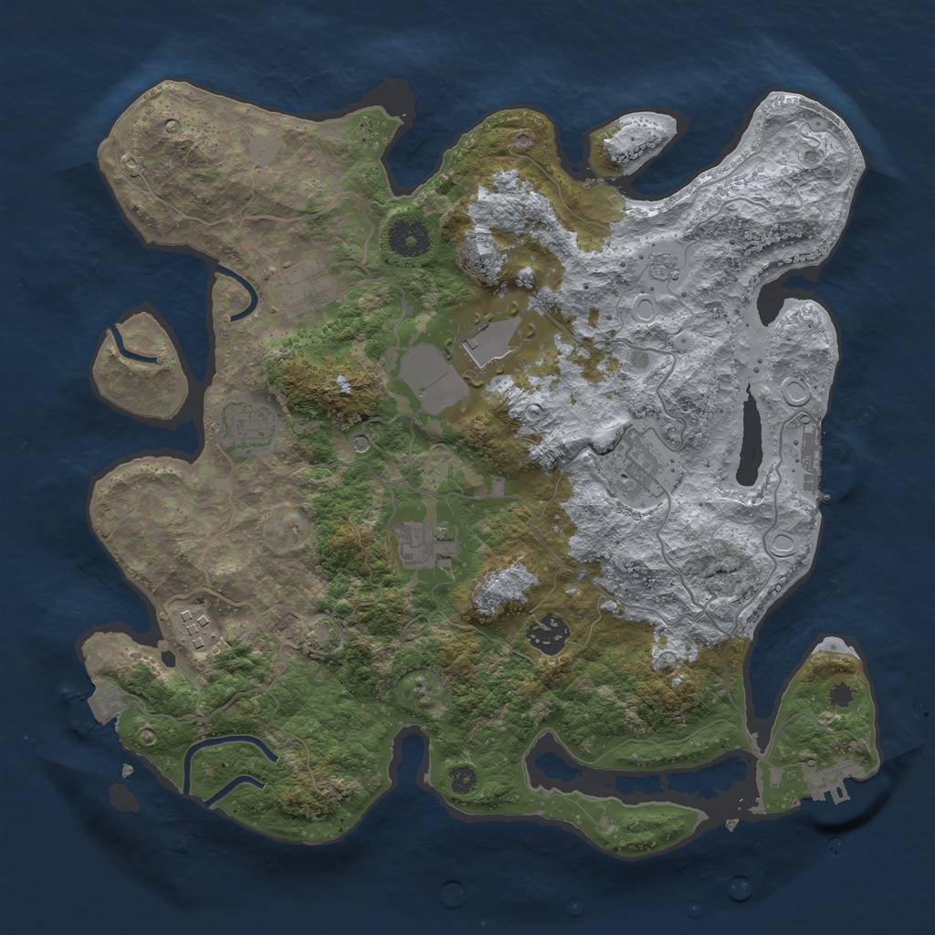 Rust Map: Procedural Map, Size: 3500, Seed: 38724431, 15 Monuments