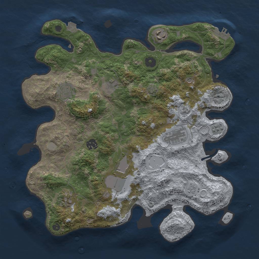 Rust Map: Procedural Map, Size: 3550, Seed: 1280338, 15 Monuments