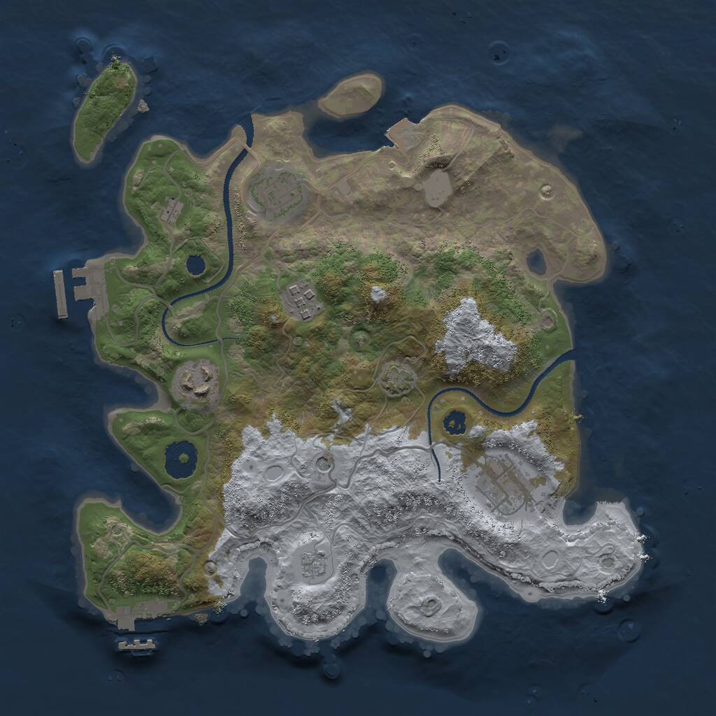 Rust Map: Procedural Map, Size: 3000, Seed: 575234791, 10 Monuments