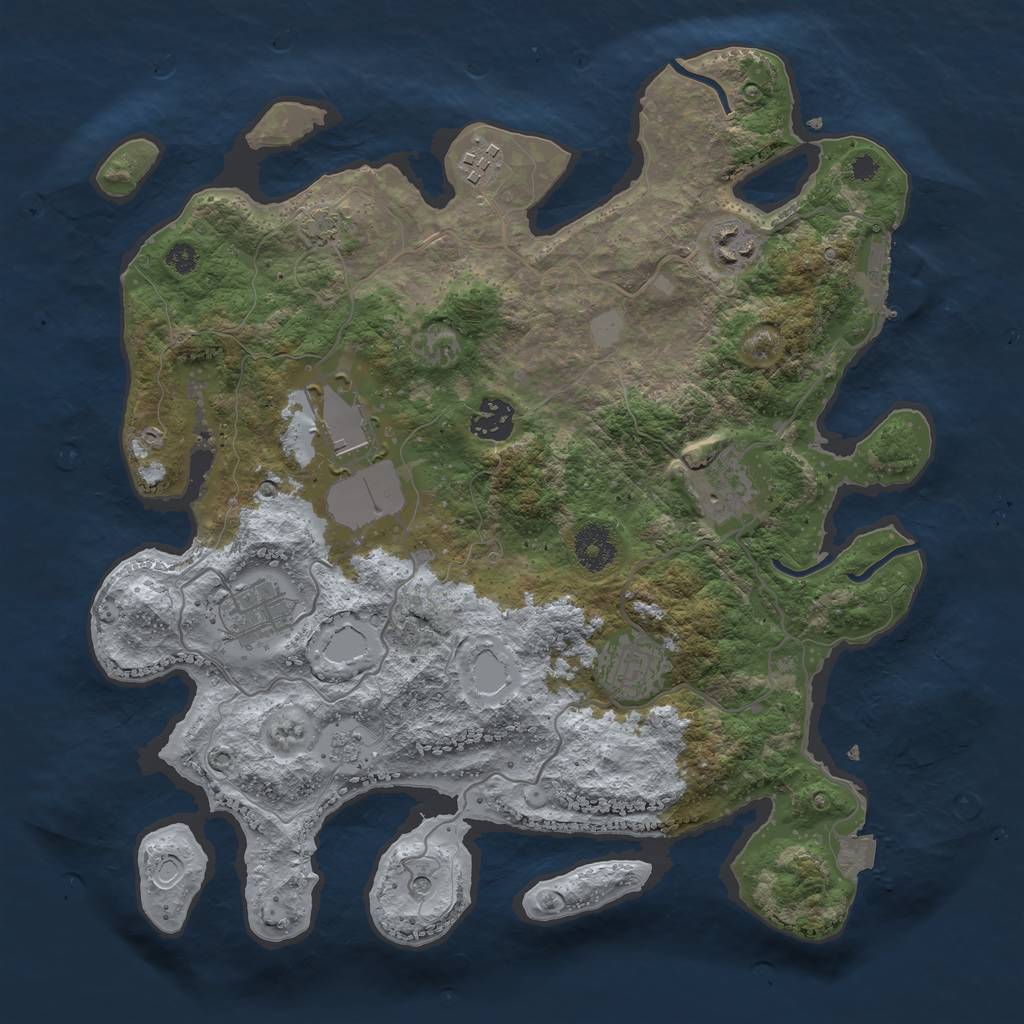 Rust Map: Procedural Map, Size: 3500, Seed: 19802, 14 Monuments