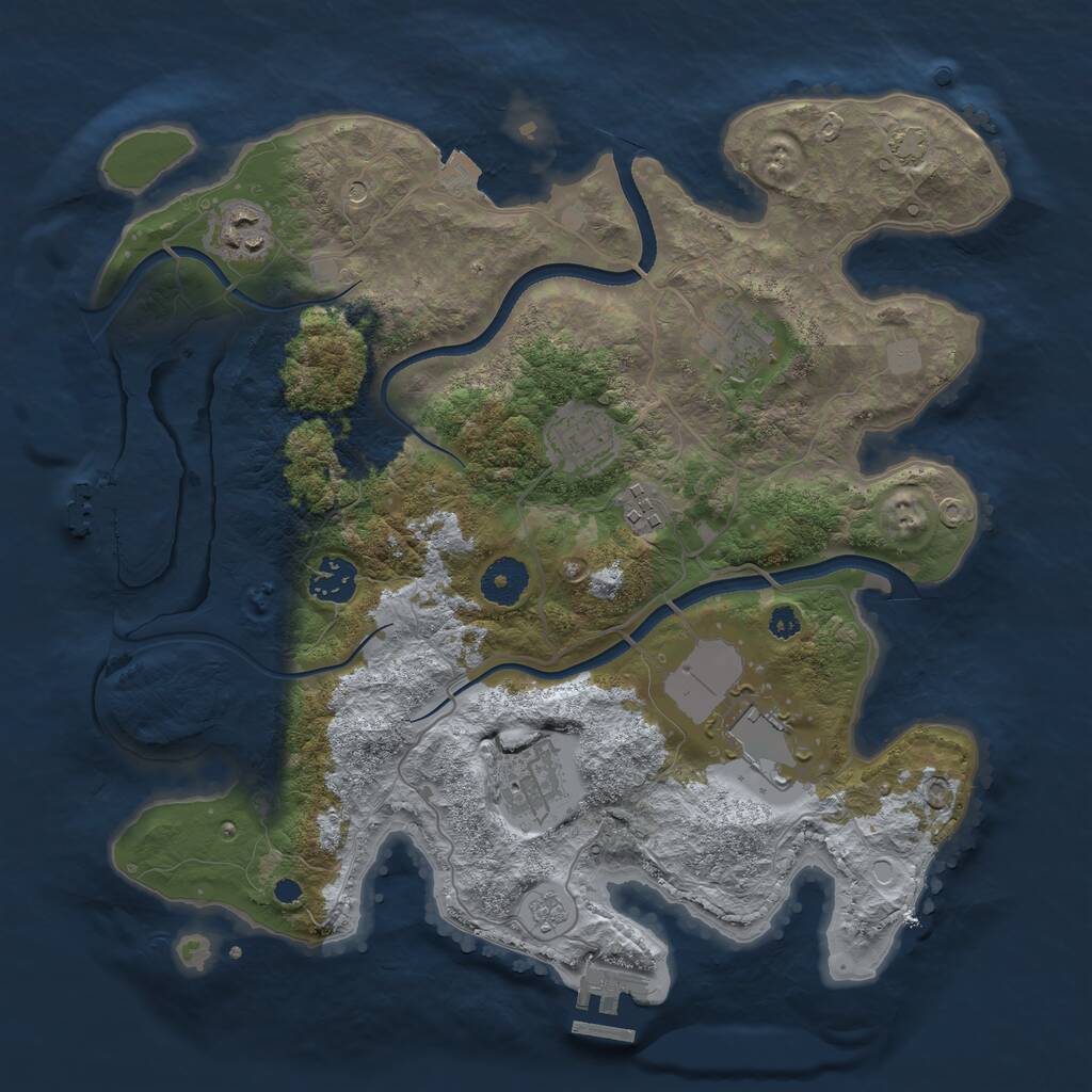 Rust Map: Procedural Map, Size: 3500, Seed: 67055827, 13 Monuments