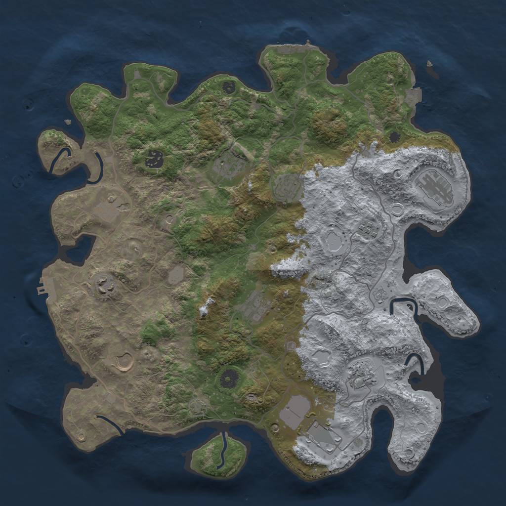Rust Map: Procedural Map, Size: 4000, Seed: 2053213873, 19 Monuments