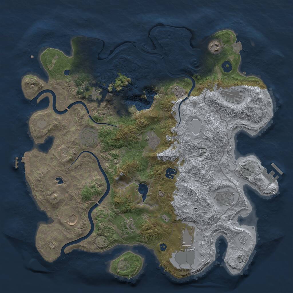 Rust Map: Procedural Map, Size: 4000, Seed: 2053213873, 17 Monuments