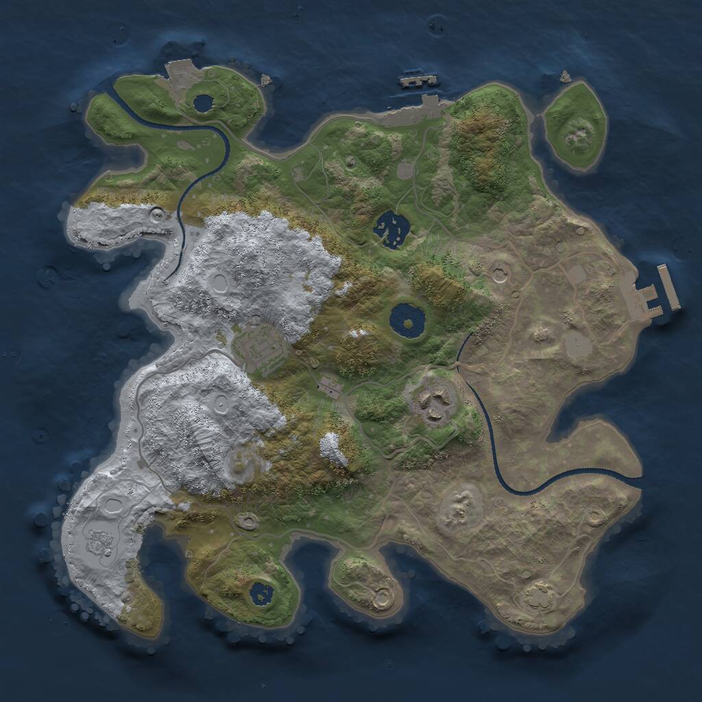 Rust Map: Procedural Map, Size: 3000, Seed: 2129222871, 9 Monuments