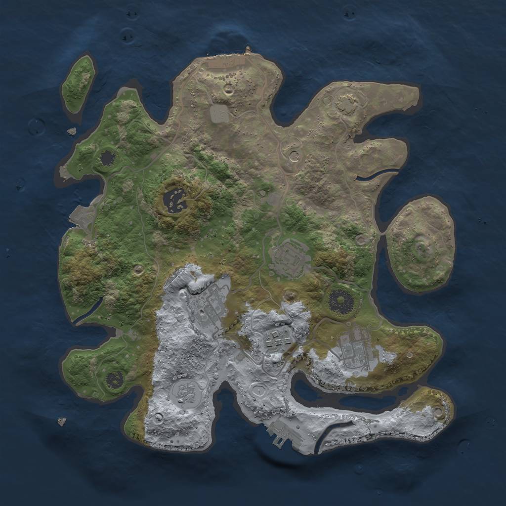 Rust Map: Procedural Map, Size: 3000, Seed: 5213907, 13 Monuments